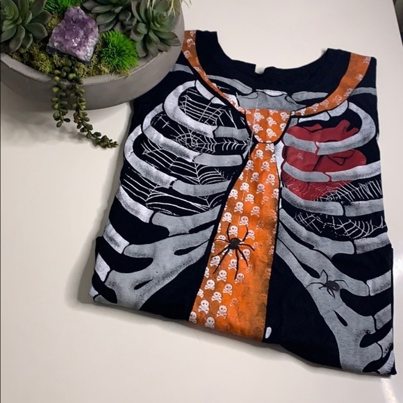 x Ray Skeleton Spider heart organ punk rock t-shirt Sz xl unisex tee Halloween - Picture 7 of 7